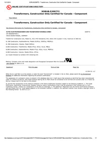 Eltra - Transformers, construction only certified for canada