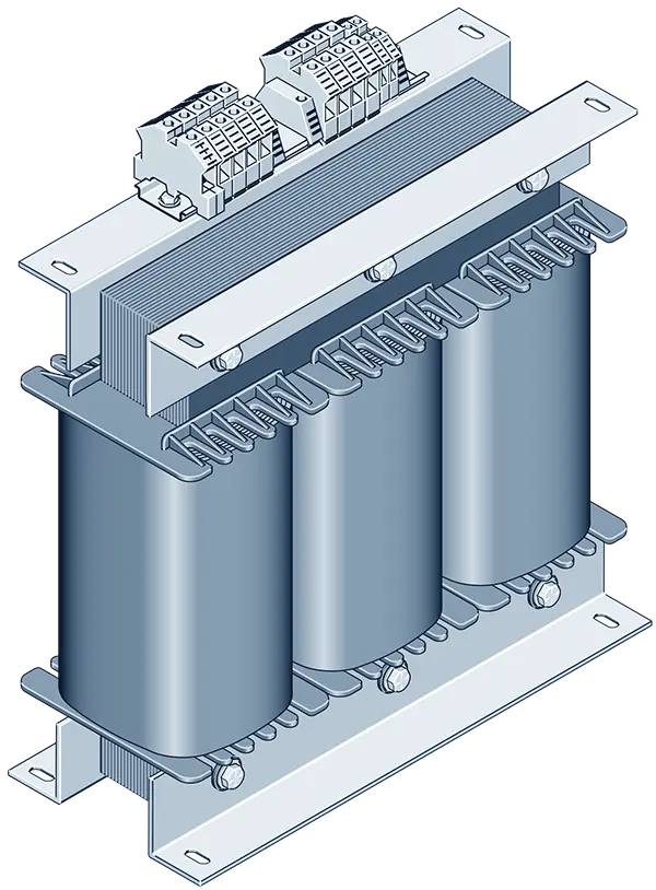 3D drawing Three-phase isolating transformer for medical rooms - type DSM