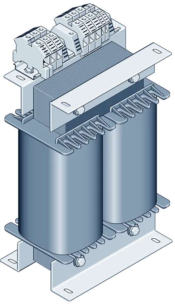 3D drawing Single-phase mains transformer - type NS